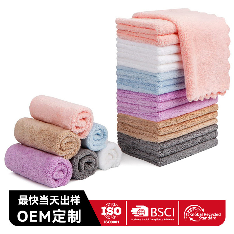 Transfronterizo cortar toallas de lana de coral multifuncional toallas de limpieza de absorción de agua de cocina gruesa toallas de absorción de agua mayorista