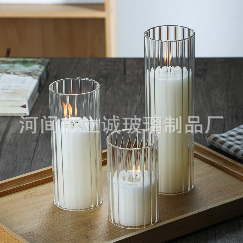 Candle windproof cover glass lampshade two-way classic inner straight shape transparent diy factory custom home wear