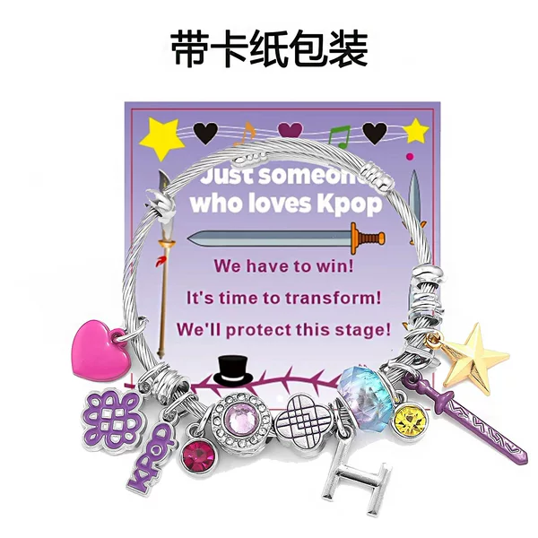 Cross-Border Supply Cartoon Animation K-Pop Hunter Girl Group Cute Beaded DIY Pendant Bracelet Ready for Delivery