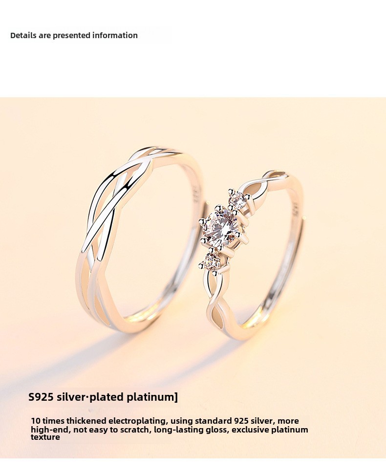 Bague de couple de style coréen pour hommes et femmes, paire de bagues de couple en argent sterling, bijoux de luxe, cadeau de Saint-Valentin_voghion.com