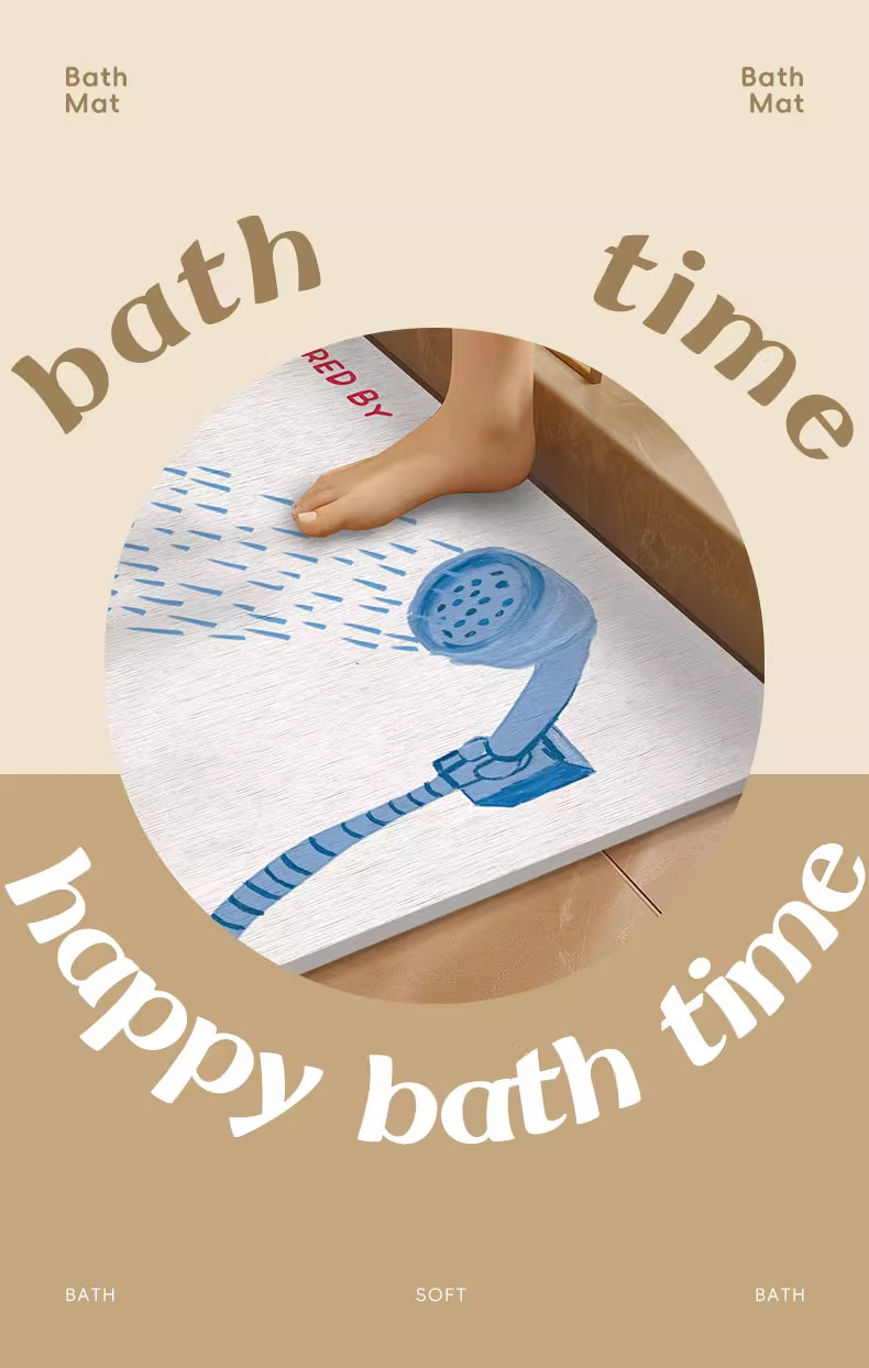 Bathroom Floor Mat, Bathroom Door Absorbent Mat, Toilet Door Non-Slip Mat, Bathroom Hard Diatom Mud Quick-Drying Foot Mat