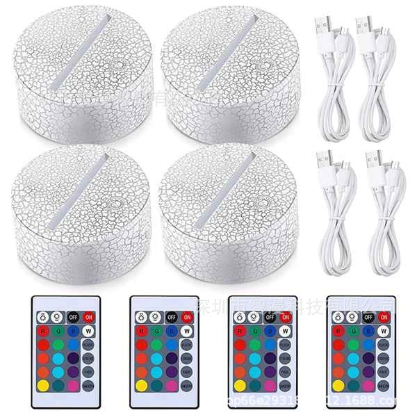 Transfronterizo nuevo exótico 3D luz de la noche titular USB Toque control Remoto colorido luz de la noche lámpara de mesa de acrílico combinación base