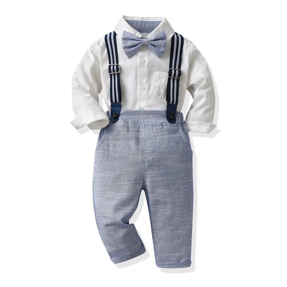 Elegant Solid Color Bowknot Cotton Boys Clothing Sets display picture 1