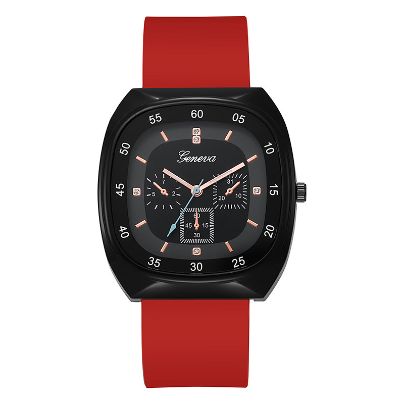 Comercio exterior estilo caliente barril de vino de moda cinta de silicona tres ojos aguja azul reloj para hombre reloj para hombre reloj de cuarzo fábrica spot al por mayor