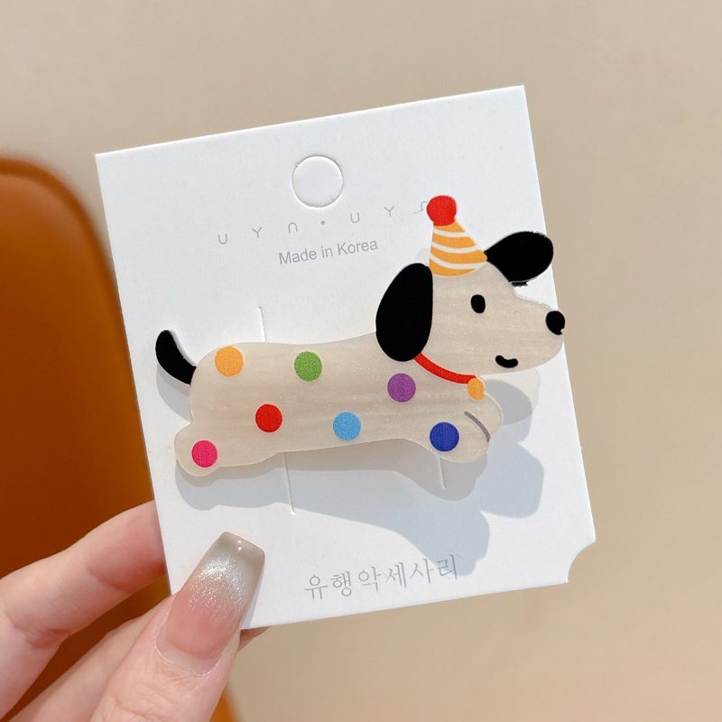 Clipper de cabello de perro manchado fresco dulce lindo animal caricatura gato no daña el cabello lateral fijado cabello de mujer