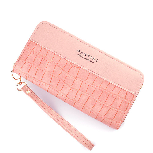 New hand wallet women's long zipper wallet fashion retro large capacity mobile phone bag crocodile pattern soft leather wallet