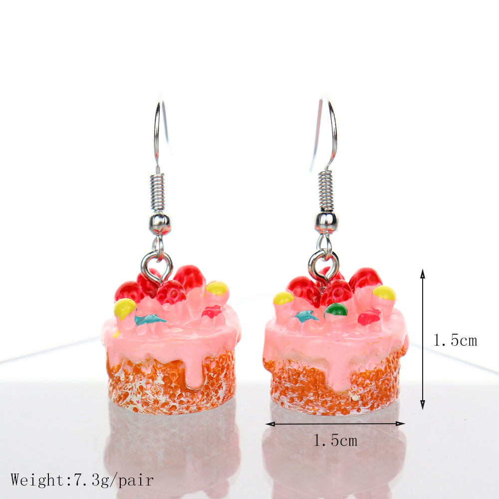 1 Pair Lady Sweet Simple Style Cake Plastic Resin Drop Earrings display picture 2