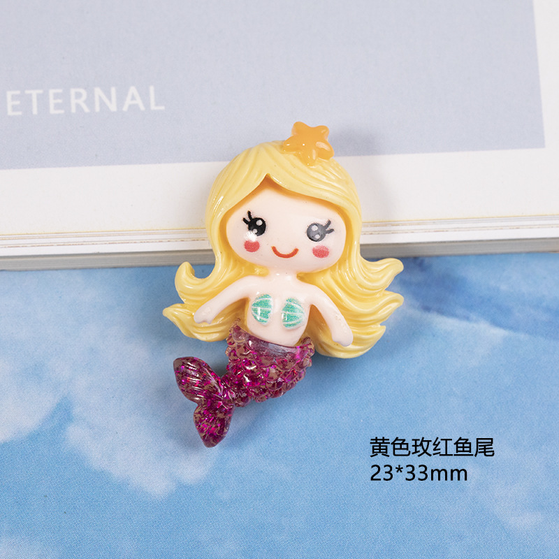 Nueva resina brillo sirena accesorios DIY crema pegamento caja del teléfono refrigerador de papelería material de parche de dibujos animados