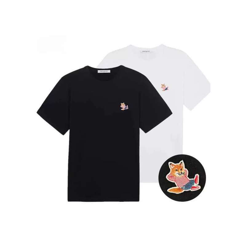 High-Quality French-Style Casual Wear, Lazy Fox Chillax Fox T-Shirt, Short-Sleeved, Cotton, Unisex High-Quality French-Style Casual Wear, Lazy Fox Chillax Fox T-Shirt, Short-Sleeved, Cotton, Unisex