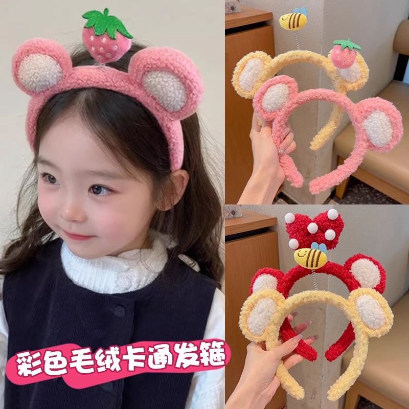 Coreano lindo arco de peluche banda de cabello para niños pinzas de cabello toque antideslizante para el cabello de bebé no puede estrangular la cabeza banda de cabello