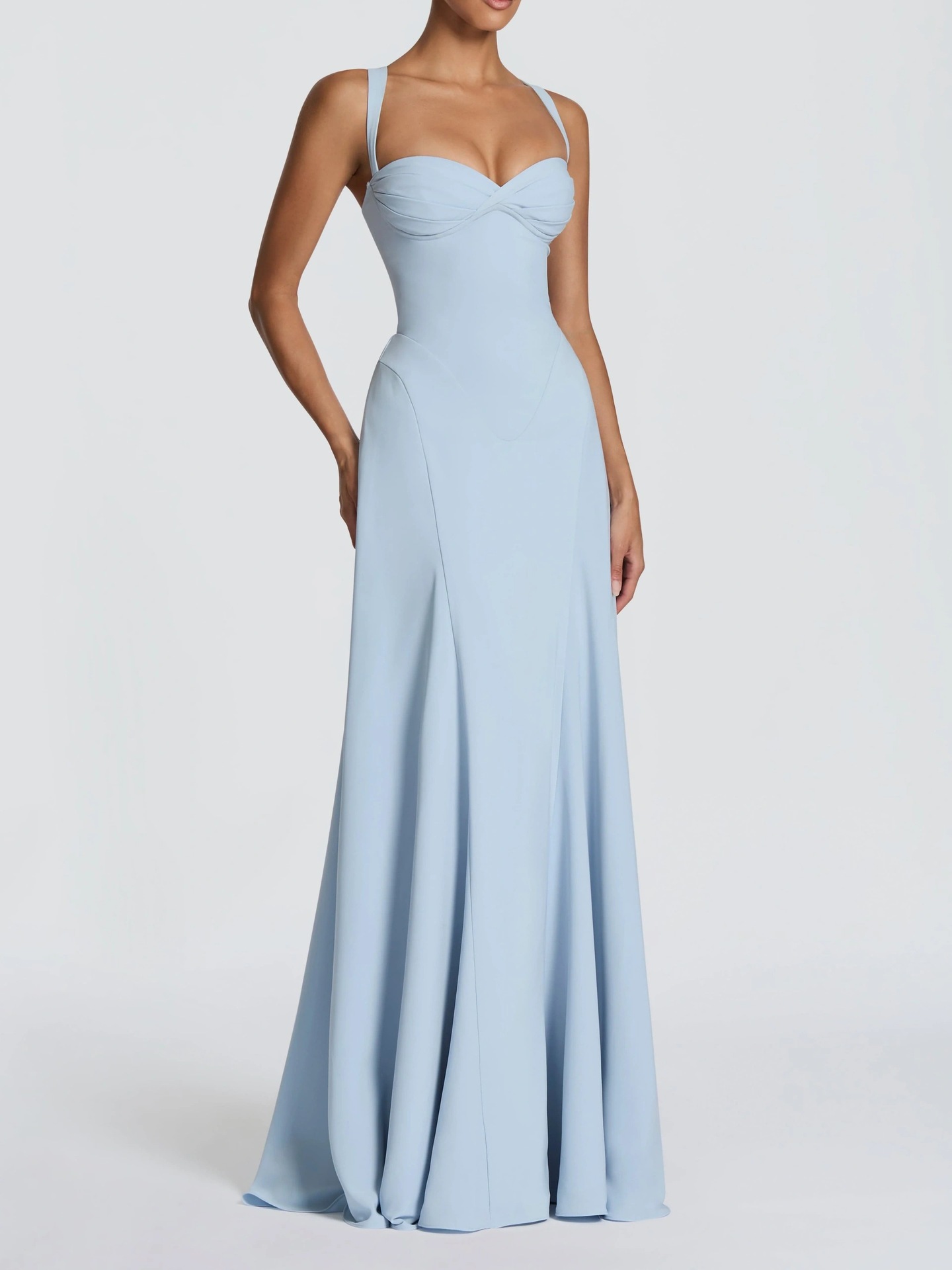 New Arrival Elegant Temperament Womens Low Cut Halter Dress Sexy Slim Fit Long Formal Evening Party Gown Dress_ecoleips.com