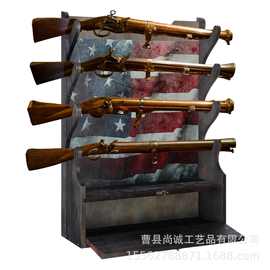木制壁挂式枪架分格游戏步枪展示架客厅模型猎枪射击枪置物架刀架