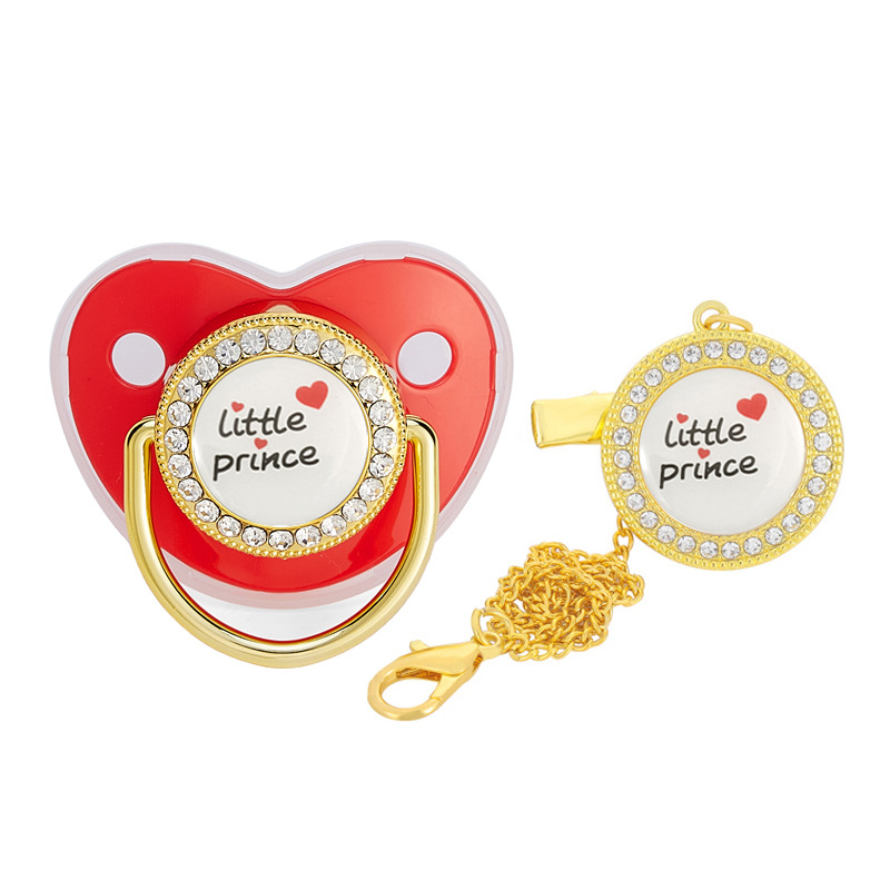 2022 transfronteriza Venta caliente amor Pequeño Príncipe bebé diamante pezón bebé diamante chupete con cubierta de polvo