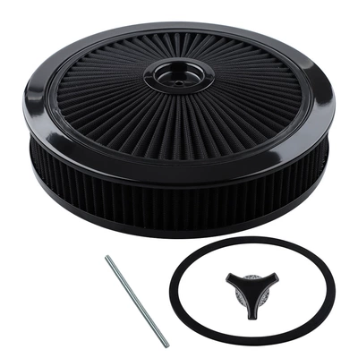 14x3inch Round Washable High-Flow Air Intake Filter Suitable for Chevrolet Gmc Ford Air Filters (Sorma kollektoru (Giriş)) - black