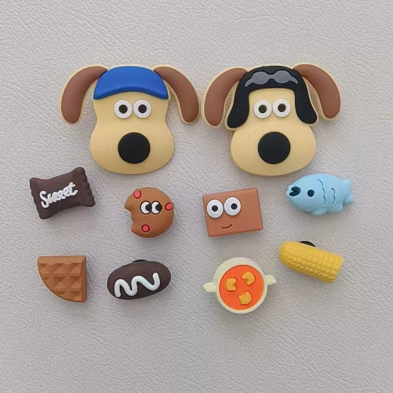 Shoe buckle charms, cartoon dog and novelty decorations, set of decorative shoe buttons (various designs)