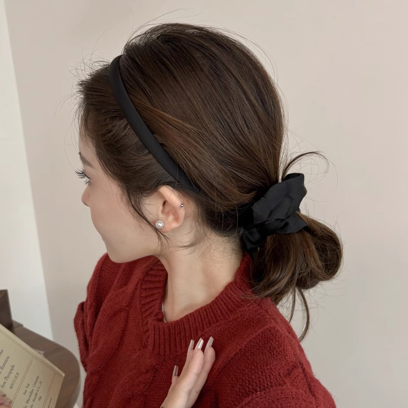 Coreano simple y delgado correa de cabello para mujeres de alto clima craneal presión correa de cabello de cabello de alta calidad para salir con adornos de cabello de color sólido