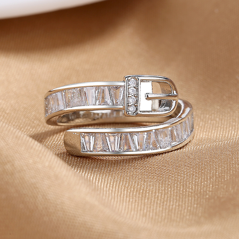 Geometric Pattern Women'S Gender Fashion Geometric Copper Plating Zircon Open Ring