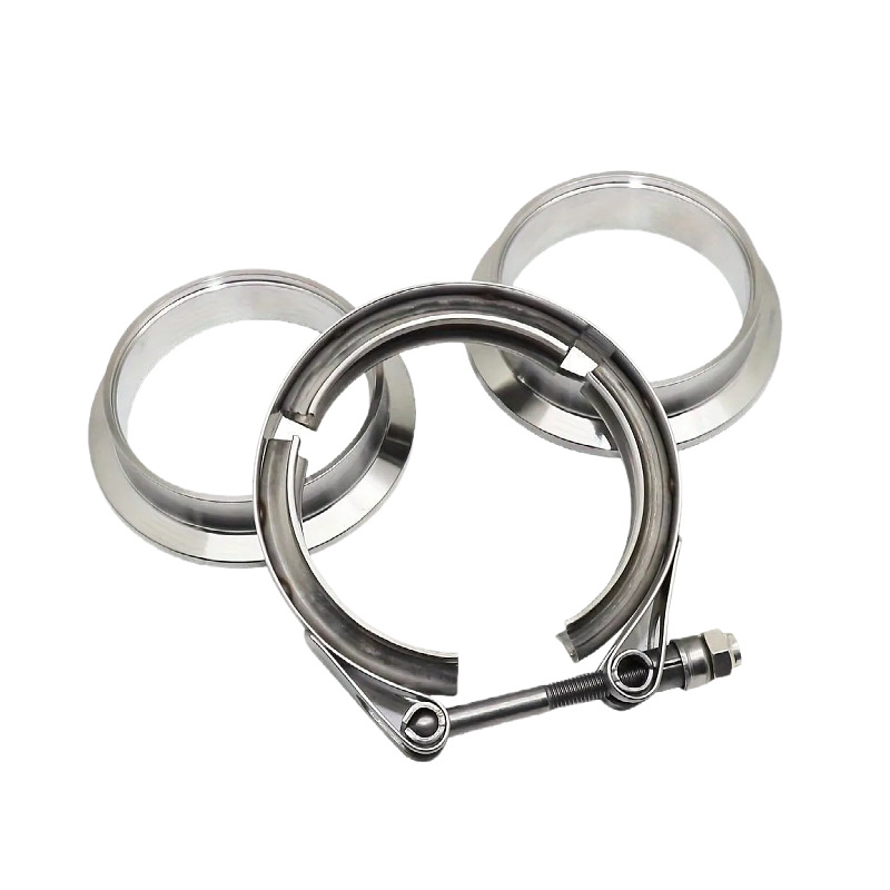 Exhaust Pipe Male and Female Flange Kit Car Modification Pipe Clamp Manufacturer In-Stock 304 Stainless Steel V-Type Clamp Hoop