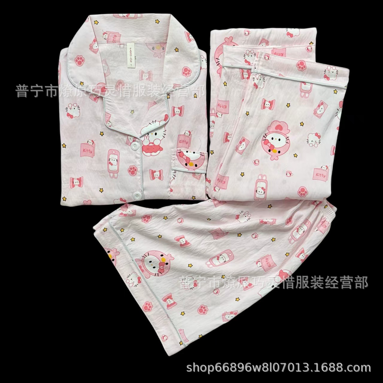 Pajamas de tres piezas de torta de oso para mujeres de verano, pantalones de manga corta, nubes de algodón adorable, viento en 2025 nueva ropa para el hogar