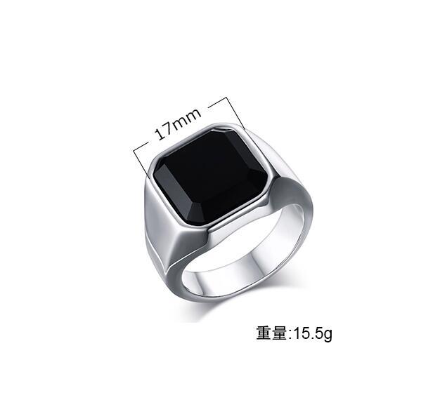Men ringsリング卸売ステンレス黒瑪瑙リングスチール色メンズリング卸売RC-207