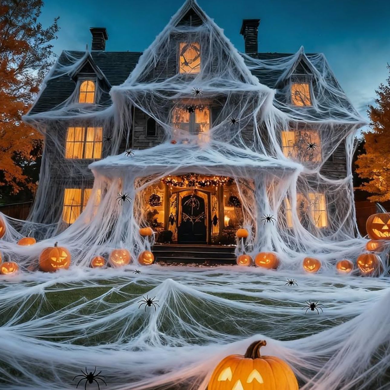 Halloween Decoration Spider Cotton Artificial Spider Web Spider Silk Hanging Decorations Outdoor Haunted House Escape Room Scene Setup Props
