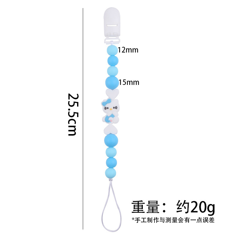 Nuevo KT gatos niños de silicona chupeta clips cadena bebé mordida cadena de dientes molares cadena anti-caída cadena pacificadora chupeta de goma de dente