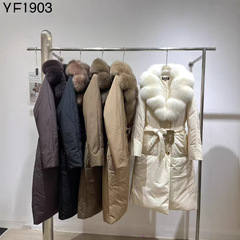 收腰中长款年轻时尚保暖2025冬季高端鹅绒服女狐狸毛领羽绒服外套