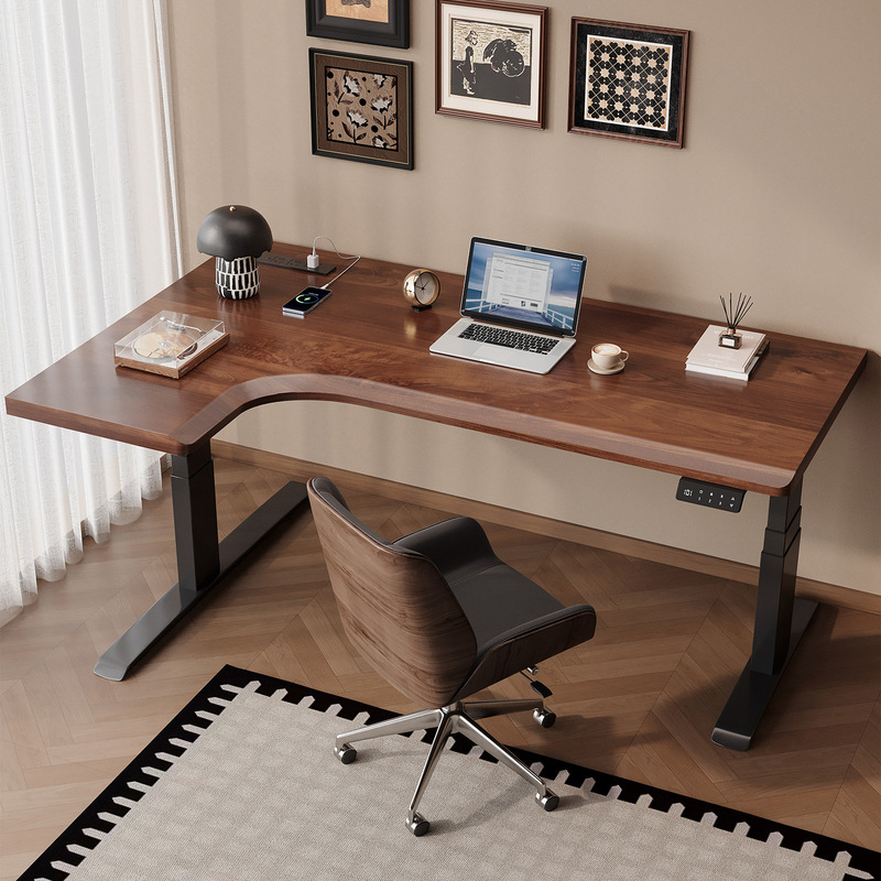 Solid Wood Electric Height-Adjustable Desk, Computer Desk, Corner Office Desk, L-Shaped Study Desk, Work Desk, Bedroom Home Desk Solid Wood Electric Height-Adjustable Desk, Computer Desk, Corner Office Desk, L-Shaped Study Desk, Work Desk, Bedroom Home Desk