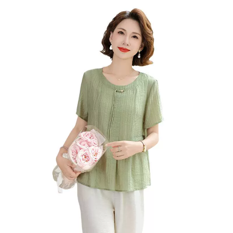 Мама среднего возраста летняя рубашка рубашка 2025 новый иностранный стиль