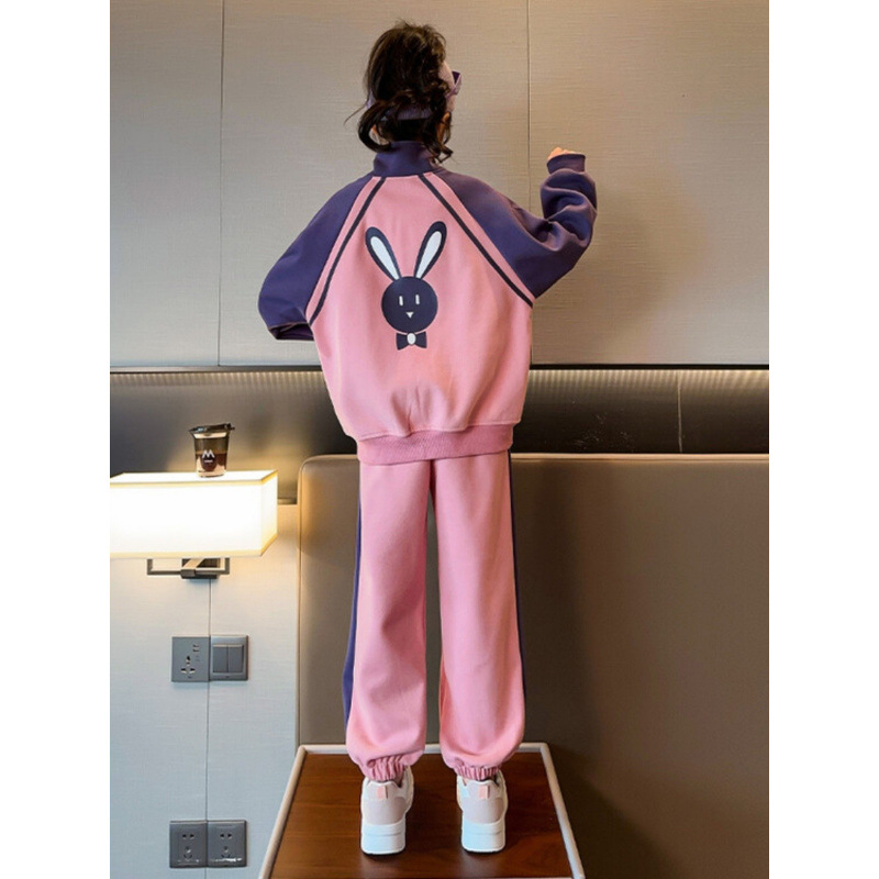 Children's clothing, girls' autumn outfit set, long sleeved zipper cardigan jacket, casual pants, children's sportswear_voghion.com