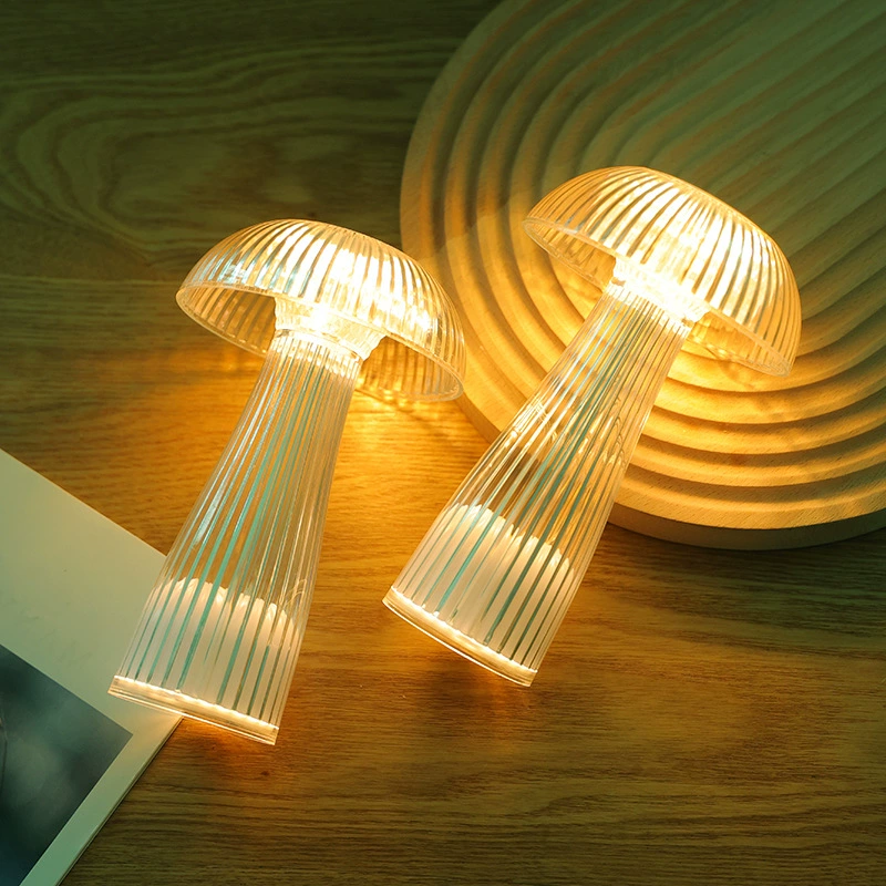 Лампа настольная-гриб LED, прозрачная PS ночник, батарея AG13 9.5×15.5 см