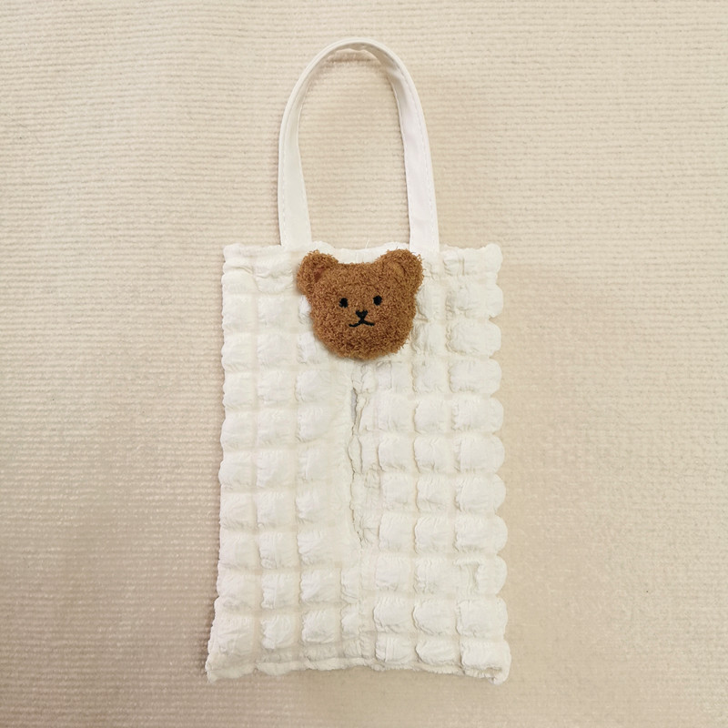 Korean-style cute bear tissue box cover for car seat backs, suitable for babies and children