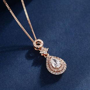 18K gold diamond pendant women's clavicle chain 30 minutes water drop GIA certificate rose gold pendant in stock
