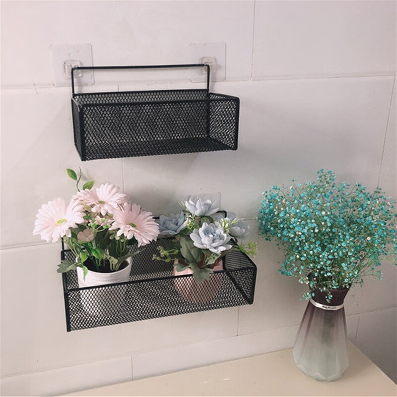 Bathroom Storage Rack Without Punching Dormitory Bedside Hanging Basket Kitchen Bedroom Bathroom Wall Storage Storage Basket Home
