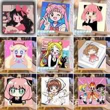 可爱卡通小女孩diy数字油画 厂家直销批发儿童手绘填色装饰画礼物