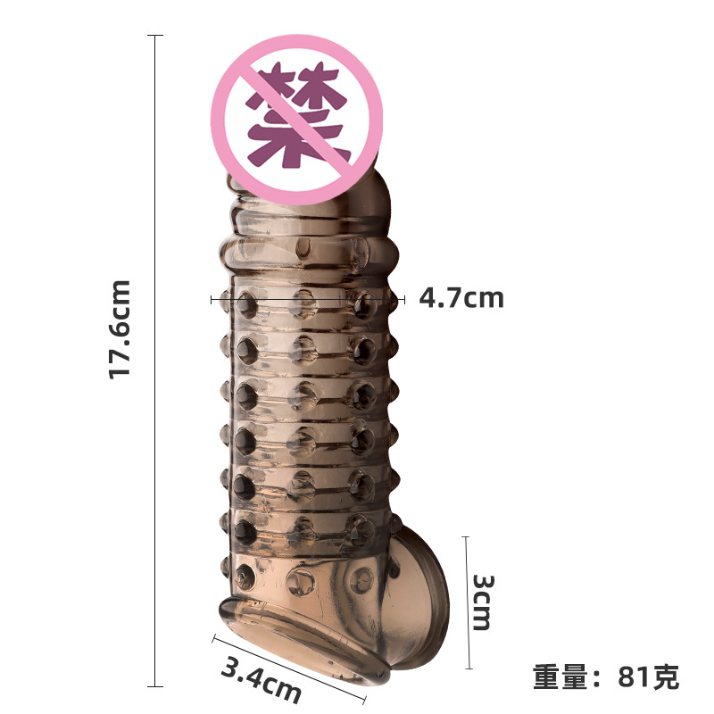 Big Black Wolf Teeth Wearable Hollow Double-Ended Dildo Sleeve, Locking TPE Extender — detail image 4