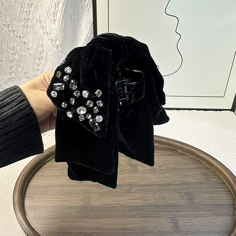 2024秋冬丝绒水钻发饰系列黑色系超仙百搭高级感外出洗脸发箍女
