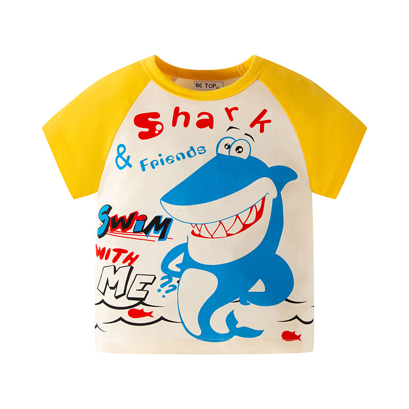 Camiseta de manga corta de algodón para niños dibujos animados de bebé nuevo verano cuello redondo Camiseta de verano camiseta de bebé media manga superior