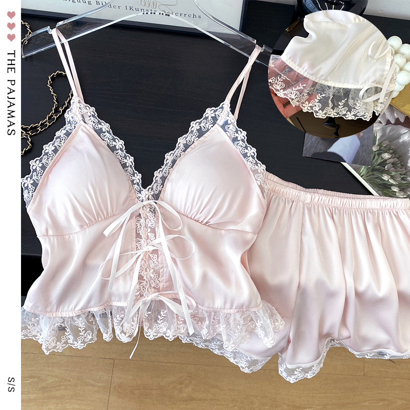 Lace sexy light and thin pijama with bow