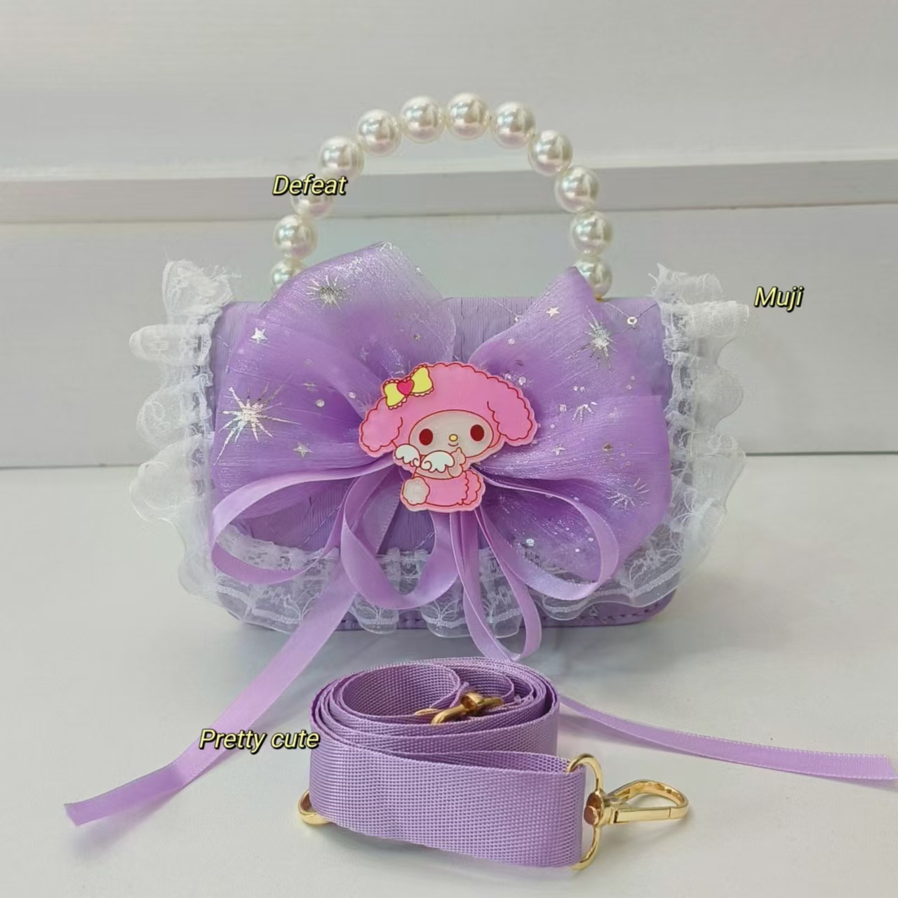 Bolso de arco para niños bolso de perlas bolso de hombro bolso de cambio bolso de accesorios bolso de dibujos animados Melody bolso de princesa