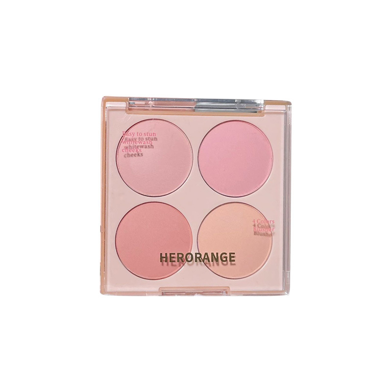 HERORANGE~Summer sweet four-color powder blusher white natural nude makeup color repair plate matte cheek purple rouge