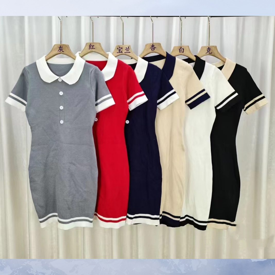 高级感小香风气质polo领中裙女夏季新款学院风减龄超甜显瘦连衣裙