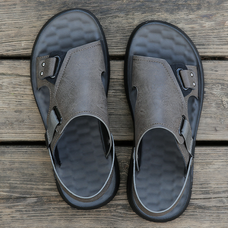 Breathable Leather Sandals For Men Extra Large Size Outdoor Sole_voghion.com