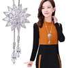 Necklace, accessory solar-powered, demi-season crystal with tassels, long sweater, flowered