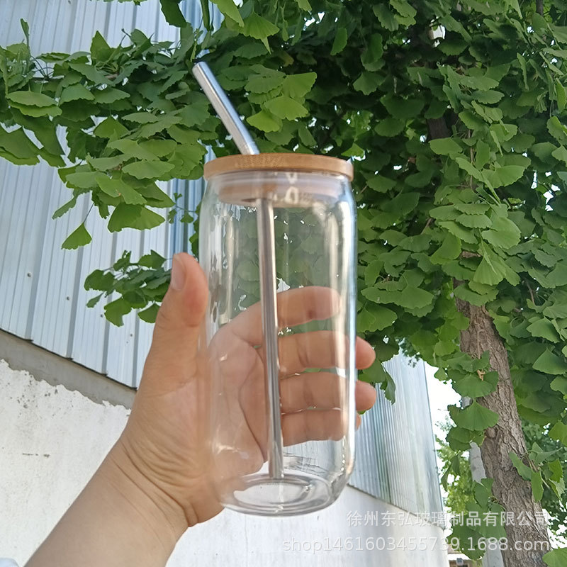 Taza de coke borosilicato al por mayor transfronteriza de 16oz Taza de café de jugo de alto valor Taza de vidrio de viento ins resistente a altas temperaturas