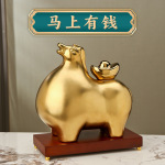 马上有钱招财摆件家居客厅书房办公室桌面装饰品生肖马年商务礼品