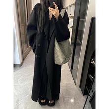 韩系年秋冬感小个子中长款宽松毛呢外套呢子大衣女