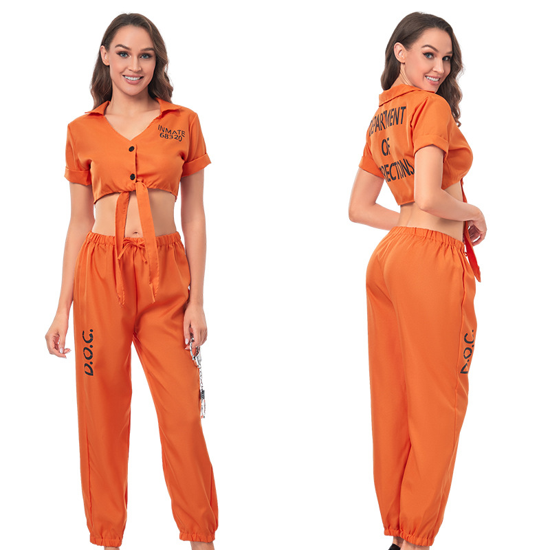 Policía uniforme bombero juego ropa traje de fuego adulto prisionero traje de Halloween traje de rendimiento femenino image 4