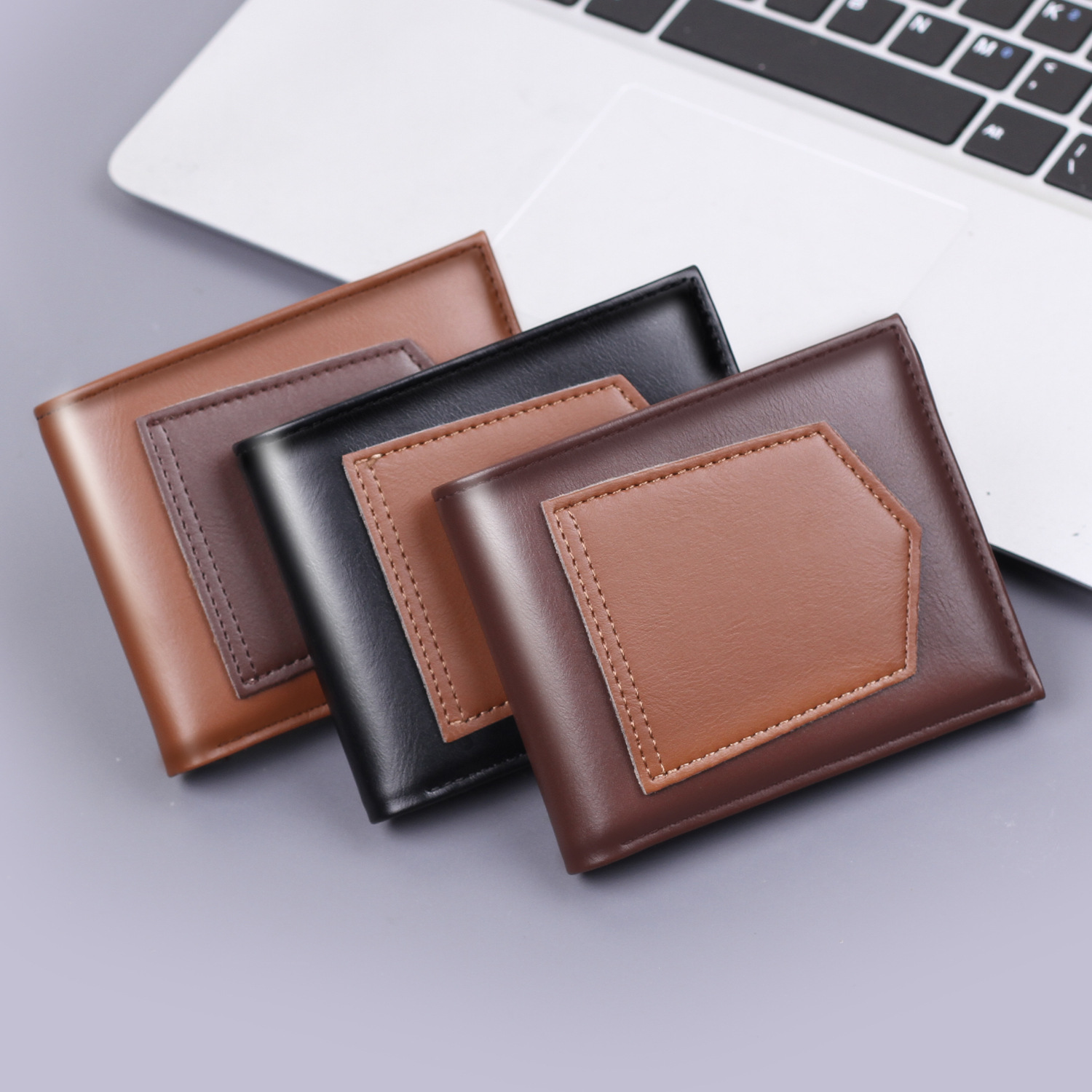 Cartera corta para hombres, bolso de tarjeta de hombre de dos descuentos, cartera multifuncional para hombres, nuevo al por mayor.