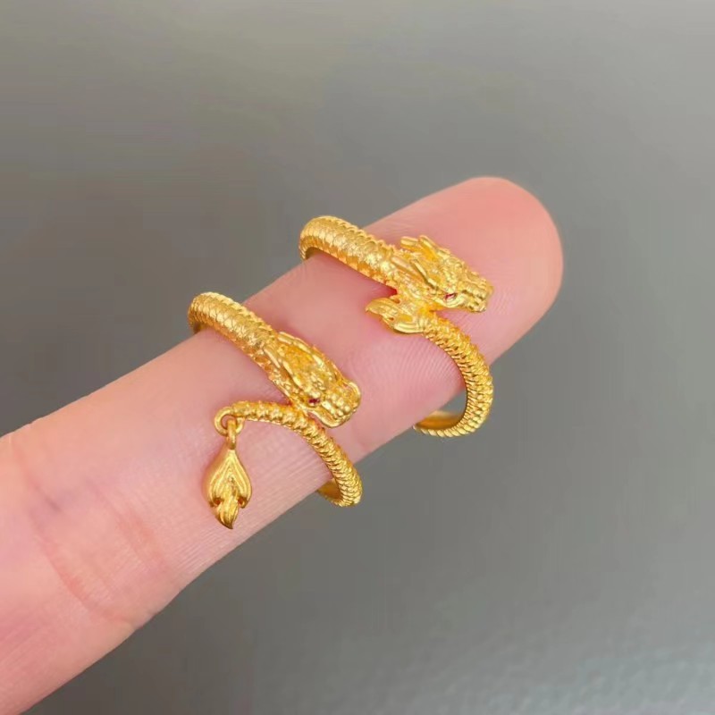 Dragon Tail Ring New Chinese Style Dragon Tail Shining Dragon Year New Dragon Tail Hand Decorative Open Finger Ring for Women 